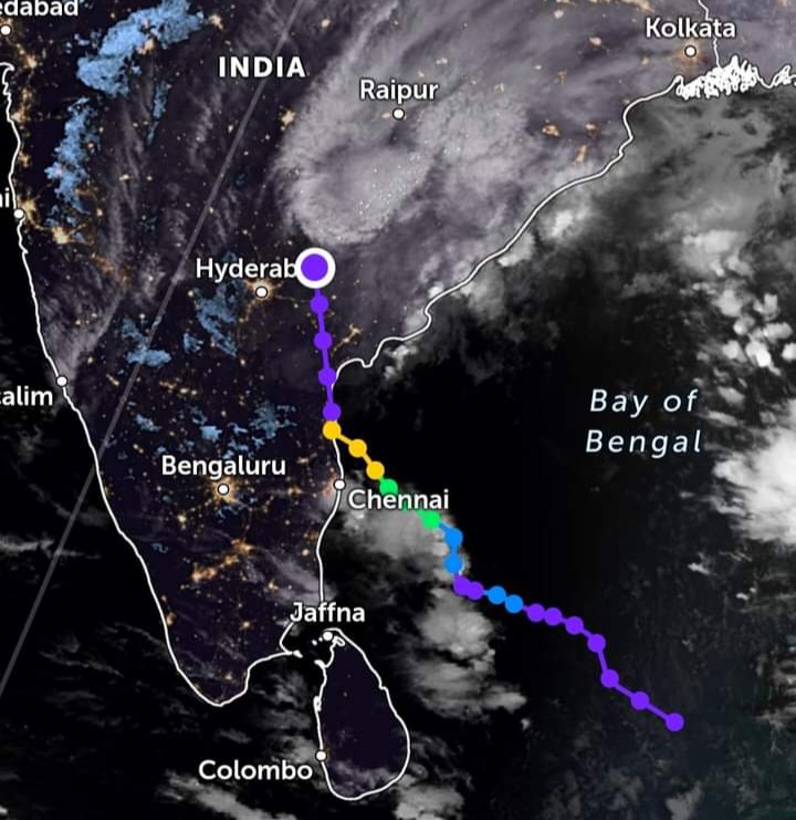 வங்காள விரிகுடாவில் “மிக்ஜாம்” புயல் இந்தியாவின் ஆந்திரப் பிரதேச கடற்கரையைக் கடந்தது.