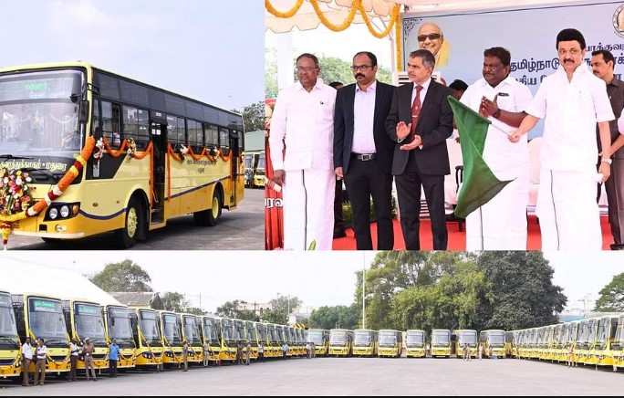 100 புதிய பிஎஸ்4 பேருந்துகள்: கொடியசைத்துத் தொடக்கி வைத்தார் ஸ்டாலின்