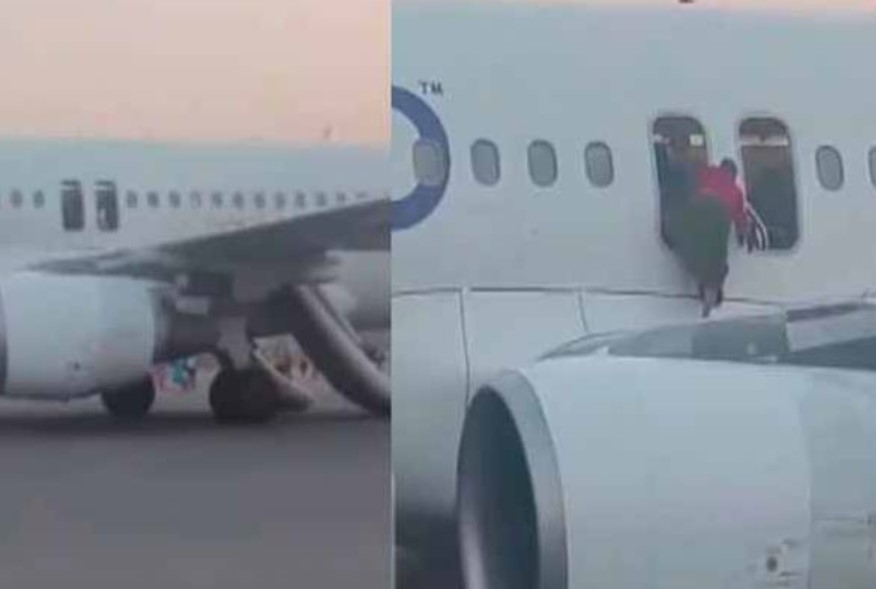 விமானத்திற்கு வெடிகுண்டு மிரட்டல்: அவசர கதவு வழியாக பயணிகள் வெளியேற்றம்