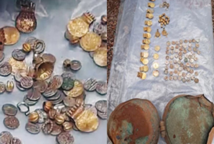 மழைநீர் வடிகால் அமைக்க தோண்டப்பட்ட குழிக்குள் தங்க புதையல் கண்டுபிடிப்பு