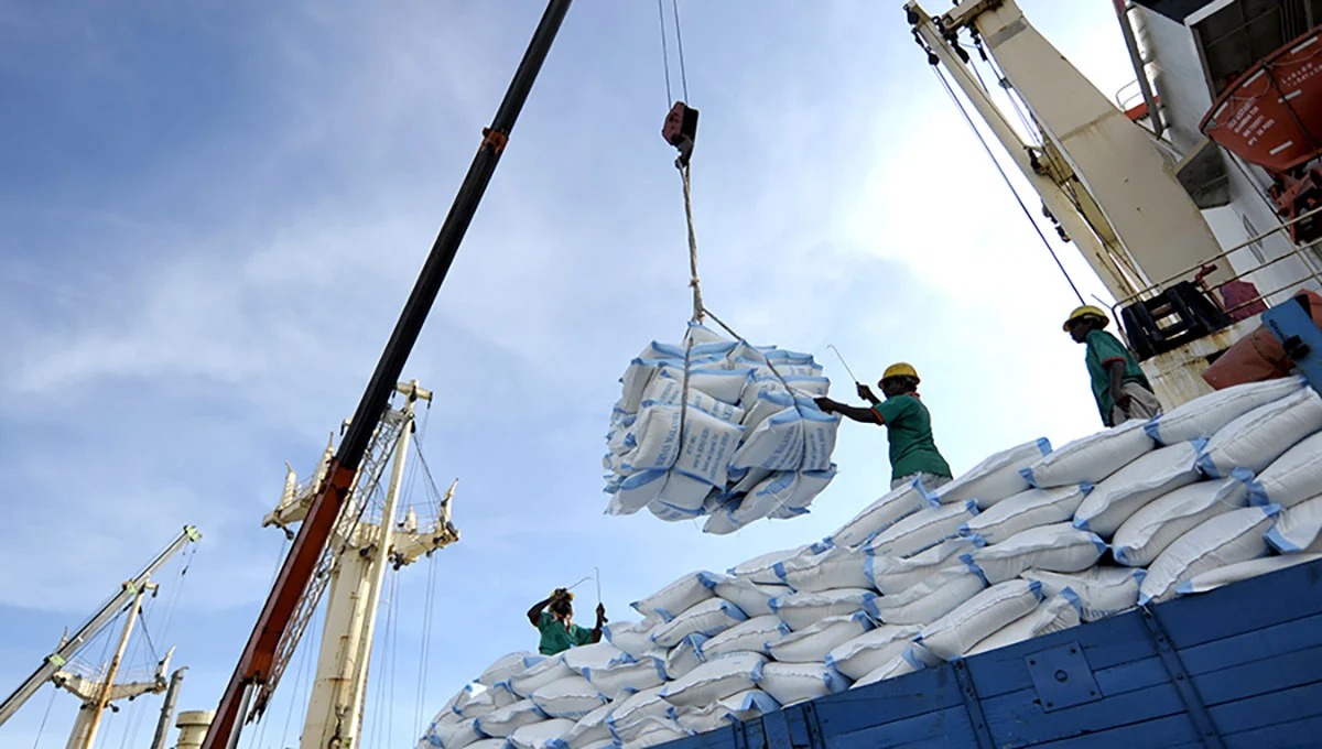 இந்தியாவிலிருந்து வந்த அரிசி கப்பல், துறைமுகத்தில்!