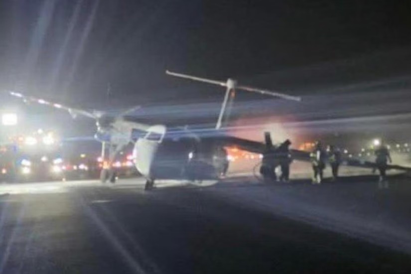 கனடிய விமானத்தில் தீ; பயணிகள் தப்பினர் (Video)