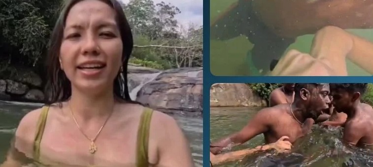பதுளை நீர்வீழ்ச்சியில் மூழ்க போன இளைஞரை காப்பாற்றிய மலேசிய பெண் யூடியூபர் (Video)