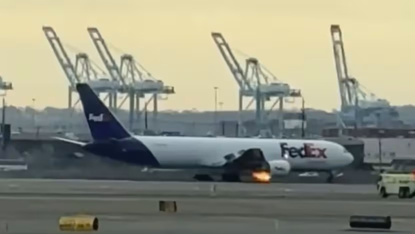 பறவையால் தீப்பற்றிய FedEx விமானம்.