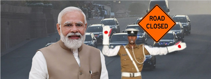 விஐபிக்களுக்காக நீண்ட காலத்திற்குப் பிறகு வீதிகள் மூடப்படுகின்றன.