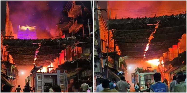 திருப்பதி கோவிந்தராஜ சுவாமி கோயில் அருகே தீ விபத்து: லட்சக்கணக்கான பொருட்கள் எரிந்து நாசம்