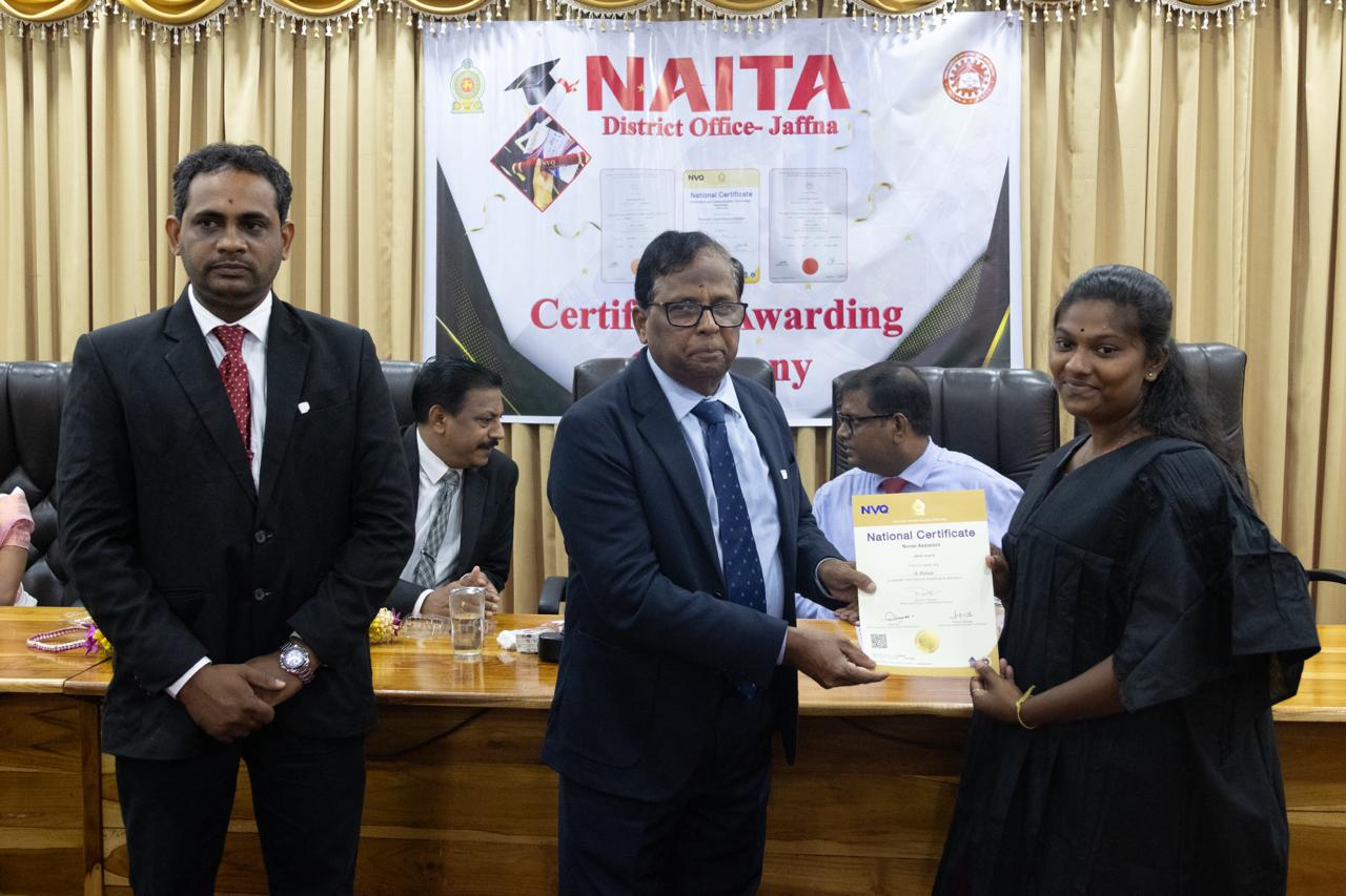 தேசிய பயிலுநர் கைத்தொழில் பயிற்சிகளைப் பெற்ற 191 மாணவர்களுக்கு யாழில் சான்றிதழ்கள் வழங்கல்!