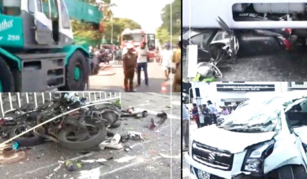 பொரளையில் கோர விபத்து ஒருவர் பலி; எழுவர் காயம்.