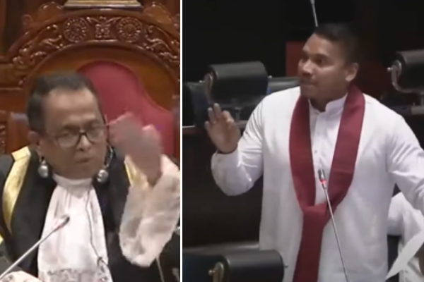 தேசபந்து தென்னக்கோன் விவகாரம்:   சபையில் சபாநாயகருடன் நாமல் எம்.பி. வாய்ச்சண்டை.