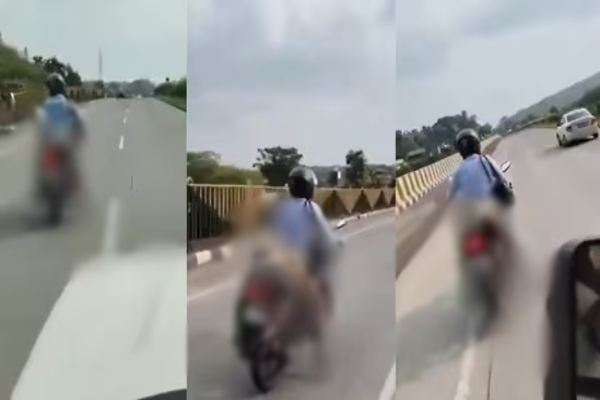 கண் கலங்க வைக்கும் சம்பவம்: விபத்தில் உயிரிழந்த மனைவியின் உடலை பைக்கில் வைத்து கொண்டு சென்ற கணவர்