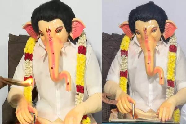 முதல்வர் நாற்காலியில் அமர்ந்து கையெழுத்திடும் விஜய்: சர்ச்சையான விநாயகர் சிலை