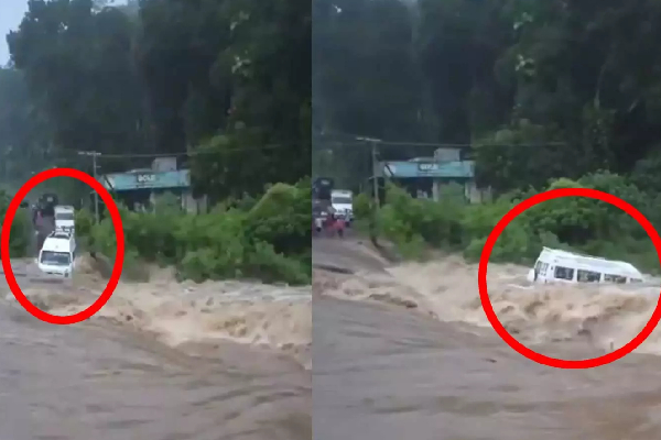 கேரள கனமழை: கூட்டாற்றில் வெள்ளப்பெருக்கு; சாலையோரம் நின்ற வேன் அடித்துச் செல்லப்பட்டதால் பரபரப்பு!