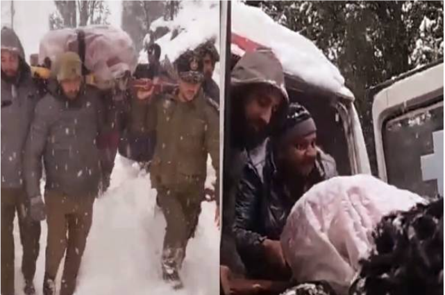 கடும் பனிப்பொழிவு… துடித்த கர்ப்பிணி: தோளில் சுமந்து உயிர் காத்த இந்திய ராணுவத்தினர்!