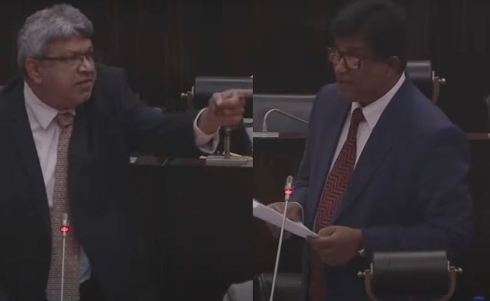 நீதி அமைச்சரின் அநாகரிகச் சைகை: நாடாளுமன்றத்தில் வெடித்தது மோதல்!  – பகிரங்க மன்னிப்புக் கேட்க வேண்டும் என்று அஜித் பி. பெரேரா வலியுறுத்தல்.