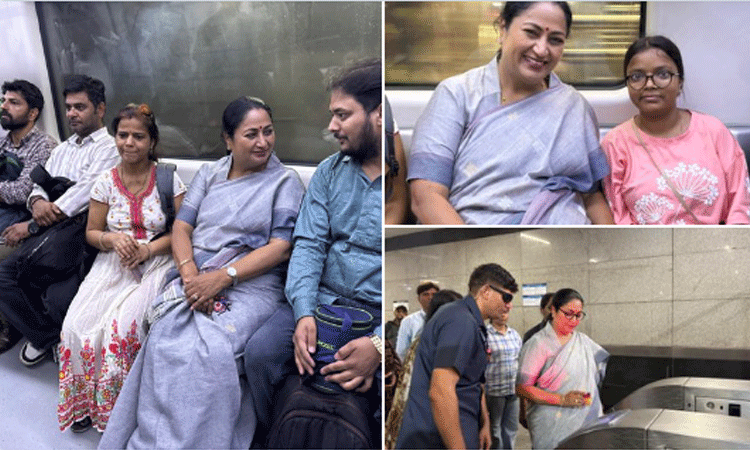 பிரதமர் மோடியின் வேண்டுகோள்: காரை தவிர்த்து மெட்ரோ ரயிலில் சென்ற டெல்லி முதல்வர்!