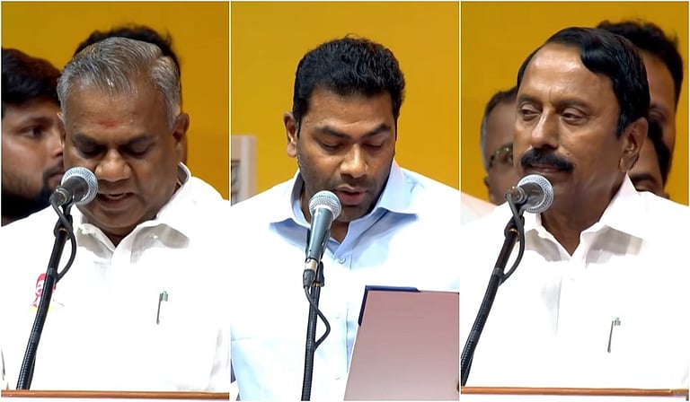ஆனந்த் முதல் கீர்த்தனா வரை: முதல்வர் விஜய்யுடன் பதவியேற்ற 9 அமைச்சர்கள் – முழு விவரம்.