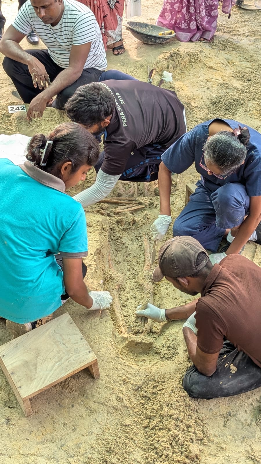 செம்மணி மனிதப் புதைகுழி அகழ்வில் மேலும் 5 என்புத் தொகுதிகள் அடையாளம்  – மண்ணோடு மண்ணாக மீட்கப்பட்ட சிறு குழந்தையின் எலும்புக்கூடு.
