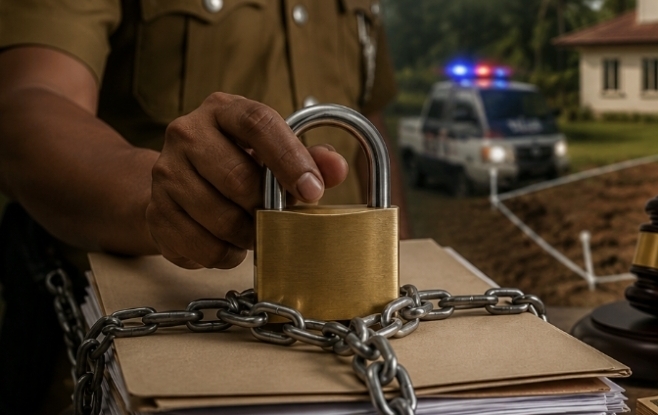 சட்டவிரோத வழிகளில் குவிக்கப்பட்ட பல கோடி ரூபா சொத்துக்கள் முடக்கம்!  – பொலிஸாரின் அதிரடி வேட்டையில் வீடுகள், காணிகள் சிக்கின.
