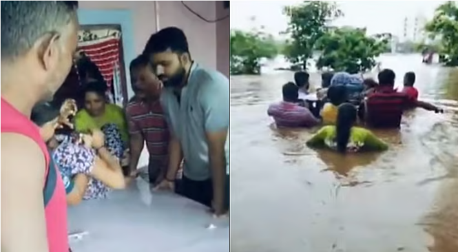 மனிதநேயம் வென்றது! வெள்ளத்தில் துடித்த கர்ப்பிணிக்கு ‘கதவை’ ஸ்டிரெச்சராக்கி உதவிய கிராம மக்கள்